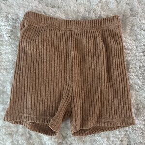 SHEIN Ribbed Knit Tan Kids Shorts